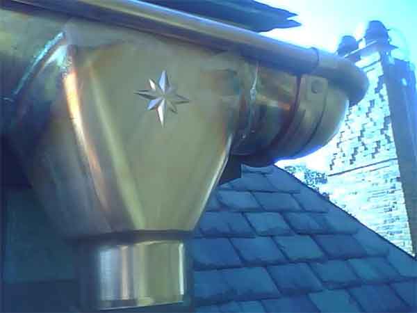 copper gutters on house